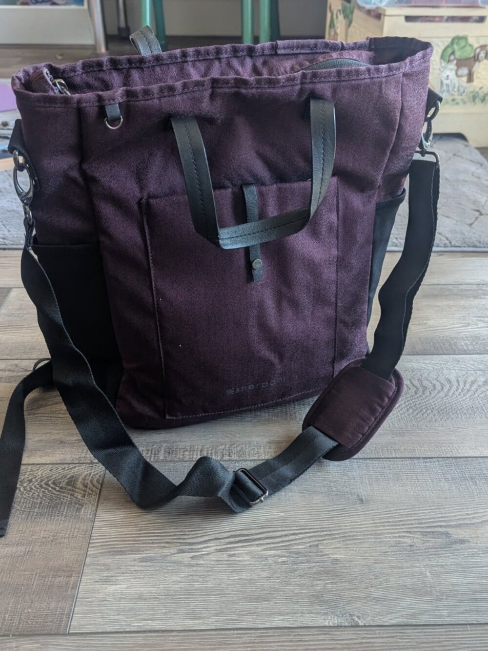 Sherpani Sojourn Travel Anti Slash Convertible Tote Backpack Purple Black - Picture 9 of 16